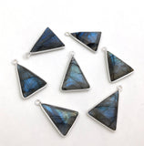 Labradorite Gemstone Charms, Silver Bezel Charms, Jewelry Supplies for Jewelry Making, Wholesale Bulk Charms