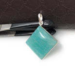 Amazonite Gemstone Pendant, Sterling Silver Pendant, Natural Gemstone Pendant, Jewelry Supplies for DIY Jewelry Making, 42x30.15mm