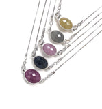 Dainty Natural Gemstone Necklace, Sterling Silver Minimalist Necklace, Minimalist Jewelry , Blue Sapphire, Pink Sapphire, Yellow Sapphire