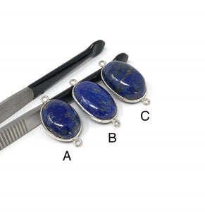 3 Pcs Lapis Lazuli Gemstone Connector, Jewelry Findings for DIY Jewelry Making, Wholesale Bulk Sterling Silver Gemstone Findings, Bulk Lot