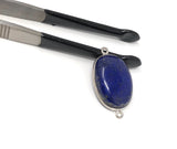Lapis Lazuli Gemstone Connector, Lapis Lazuli Bezel Double Loop Charm, Jewelry Supplies for DIY Jewelry Making, Jewelry Findings, 29x17mm