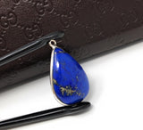 Lapis Lazuli, Gemstone Charm, Lapis Lazuli Charm, Silver Charm, Jewelry Supplies, Jewelry Making, Jewelry Findings, DIY Jewelry, 28.5x17.5mm