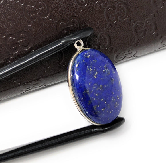 Lapis Lazuli Gemstone Charm, Lapis Lazuli Silver Charm, Jewelry Supplies for Jewelry Making, Jewelry Findings, DIY Jewelry, 28x17mm