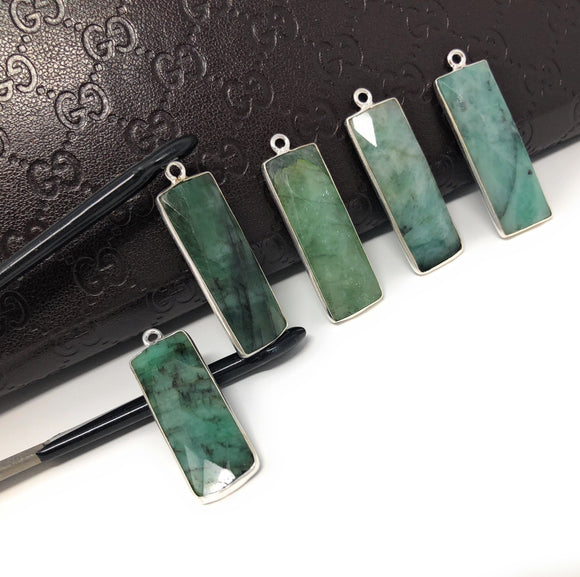 Emerald Charms, Gemstone Charms, Sterling Silver Charms, Jewelry Making, Jewelry Supplies, Add a Charm, DIY Earrings, 31.75X10.5mm, 1 Pc