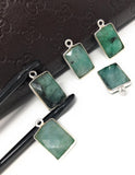 9 Pcs Emerald Gemstone Charms, Sterling Silver Charms for DIY Jewelry Making, May Birthstone, 17.5X10mm