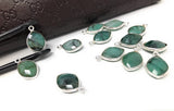 7 Pcs Emerald Gemstone Charms, DIY Sterling Silver Charms for Jewelry Making, May Birthstone Charms, 17X11mm