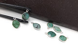 5Pcs Emerald Gemstone Charms, Sterling Silver Charms for DIY Jewelry Making, Bulk Jewelry Supplies, May Birthstone Charms, 15.5X10mm