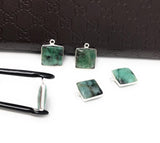 5Pcs Emerald Gemstone Charms, Sterling Silver Charms for Jewelry Making, May Birthstone Charms, 17.5X14mm