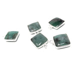 Emerald Charms, Gemstone Charms, Sterling Silver Charms, Jewelry Making, Jewelry Supplies, Add a Charm, Bracelet Charms, 14X11mm, 1 Pc