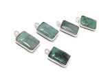 5Pcs Emerald Charms, Gemstone Charms, Sterling Silver Charms, Jewelry Making, Jewelry Supplies, Add a Charm, Bracelet Charms, 16X9mm