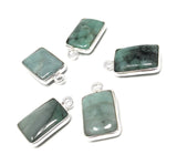 5Pcs Emerald Charms, Gemstone Charms, Sterling Silver Charms, Jewelry Making, Jewelry Supplies, Add a Charm, Bracelet Charms, 16X9mm