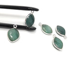 5Pcs Emerald Gemstone Charms, Sterling Silver Charms for DIY Jewelry Making, May Birthstone Bracelet Charms, 17.5X11mm