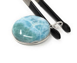 Larimar Pendant, Natural Gemstone Jewelry, Sterling Silver Pendant, Wholesale DIY Jewelry Making Supplies, Gifts for Her, 44.45x27mm