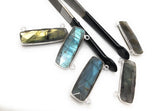 3 Pcs Labradorite Gemstone Connector, Sterling Silver Bar Connectors, Large DIY Jewelry Making Connector Charms , 28.5mmx13mm