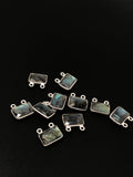 10Pcs Labradorite Gemstone Connector Charms, Sterling Silver Connectors, DIY Jewelry Making Supplies, 12.5x13.5mm