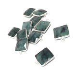 7 Pcs Emerald Gemstone Charms, Sterling Silver Charms for DIY Jewelry Making, May Birthstone Bracelet Charms, 17.5x14mm