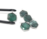 4Pcs /5Pcs Emerald Gemstone Charms, Sterling Silver Charms, May Birthstone DIY Jewelry Making Supplies, 20x15.25mm