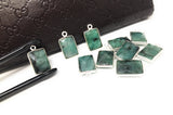 4 Pcs Wholesale Emerald Gemstone Charms, Sterling Silver Charms, Jewelry Making, Jewelry Supplies, Briolette Bracelet Charms, 16.5X9mm