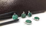 4 Pcs Emerald Gemstone Charms, Sterling Silver Briolette Charms, Jewelry Supplies for Jewelry Making, Bulk Wholesale Charms, 15X12mm
