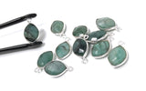 7 Pcs Emerald Gemstone Charms, DIY Sterling Silver Charms for Jewelry Making, May Birthstone Charms, 17X11mm