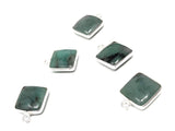 Emerald Charms, Gemstone Charms, Sterling Silver Charms, Jewelry Making, Jewelry Supplies, Add a Charm, Bracelet Charms, 14X11mm, 1 Pc