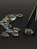 7 Pcs Labradorite Gemstone Charms, Sterling Silver Briolette Charms , Wholesale Jewelry Findings, Jewelry Making, Jewelry Supplies, 17x10mm