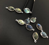 Wholesale Labradorite Gemstone Charms, Sterling Silver Charms, Jewelry Findings, Jewelry Making, Jewelry Supplies, 3 Pcs/4 Pcs, 15.5x9.5mm