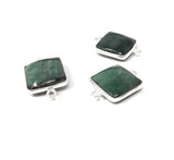 3Pcs Emerald Connectors, Gemstone Connectors, Silver Connectors, Jewelry Making, Jewelry Supplies, Jewelry findings, DIY Jewelry, 20X14mm