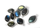 9 Pcs Labradorite Gemstone Sterling Silver Connectors, DIY Jewelry Making Connector Charms, 22x11mm