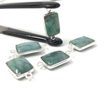 5Pcs Emerald Connectors, Gemstone Connectors, Sterling Silver Connectors, Jewelry Making, Jewelry Supplies, Bracelet Connectors, 20X10mm