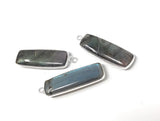 3 Pcs Labradorite Gemstone Charms, Sterling Silver Bar Charms, Wholesale Jewelry Findings for Jewelry Making, Briolette Charms, 31.75x10.5mm
