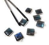 6 Pcs Labradorite Gemstone Charms, Sterling Silver Charms , Wholesale Jewelry Making Supplies, 17x14mm