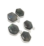 Labradorite Gemstone Charms, Sterling Silver Briolette Charms , Jewelry Making Supplies, 17x12.5mm