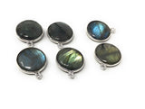 Labradorite Gemstone Charms, Sterling Silver Briolette Charms , Wholesale Jewelry Findings, Jewelry Making, Jewelry Supplies, 19.5x16mm
