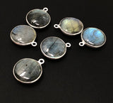 Labradorite Gemstone Charms, Sterling Silver Briolette Charms , Wholesale Jewelry Findings, Jewelry Making, Jewelry Supplies, 19.5x16mm