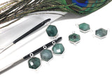 Natural Emerald Gemstone Connector, Sterling Silver Connectors, Wholesale Jewelry Findings for Jewelry Making, Jewelry Supplies, 19.5mmx12mm