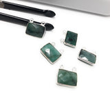 Natural Emerald Gemstone Connector, Sterling Silver Connectors, Wholesale Jewelry Findings for Jewelry Making, Jewelry Supplies, 14x13mm