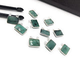 Natural Emerald Gemstone Connector, Sterling Silver Connectors, Wholesale Jewelry Findings for Jewelry Making, Jewelry Supplies, 14x13mm
