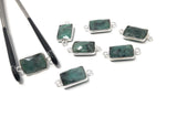 Natural Emerald Gemstone Connector, Sterling Silver Connectors, Jewelry Findings for Jewelry Making, Jewelry Supplies, 19.5 x9mm - 20 x10mm