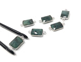Natural Emerald Gemstone Connector, Sterling Silver Connectors, Jewelry Findings for Jewelry Making, Jewelry Supplies, 19.5 x9mm - 20 x10mm