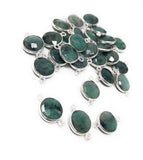8 Pcs Natural Emerald Gemstone Connector, May Birthstone Sterling Silver Connectors, Wholesale DIY Jewelry Making Supplies, 18mmx12mm