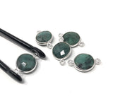 8 Pcs Natural Emerald Gemstone Connector, May Birthstone Sterling Silver Connectors, Wholesale DIY Jewelry Making Supplies, 18mmx12mm
