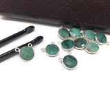 Natural Emerald Gemstone Connector, Sterling Silver Connectors, Wholesale Jewelry Findings for Jewelry Making, Jewelry Supplies, 12.5mmX14mm