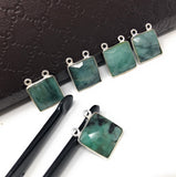Natural Emerald Gemstone Connector, Sterling Silver Connectors, Wholesale Jewelry Findings for Jewelry Making, Jewelry Supplies, 17mm x 14mm