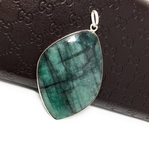 Emerald Sterling Silver Pendant, Natural Gemstone Pendant, Emerald Pendant, May Birthstone Jewelry, Wholesale DIY Jewelry Making