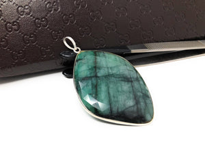 Natural Emerald Sterling Silver Pendant, Gemstone Pendant, Emerald Pendant, May Birthstone Pendant, Wholesale DIY Jewelry Making
