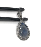 Natural Blue Sapphire Diamond Pendant, Silver Gemstone Pendant, Pave Diamond Pendant, Sterling Silver Pendant, Natural Gemstone Jewelry