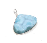 Natural Gemstone Larimar Pendant, Sterling Silver Jewelry, Dominican Republic Pendant at Wholesale Price, Gifts for Her, 41.25x46mm