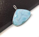 Natural Gemstone Larimar Pendant, Sterling Silver Jewelry, Dominican Republic Pendant at Wholesale Price, Gifts for Her, 41.25x46mm