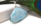 Natural Gemstone Larimar Pendant, Sterling Silver Jewelry, Dominican Republic Pendant at Wholesale Price, Gifts for Her, 41.25x46mm